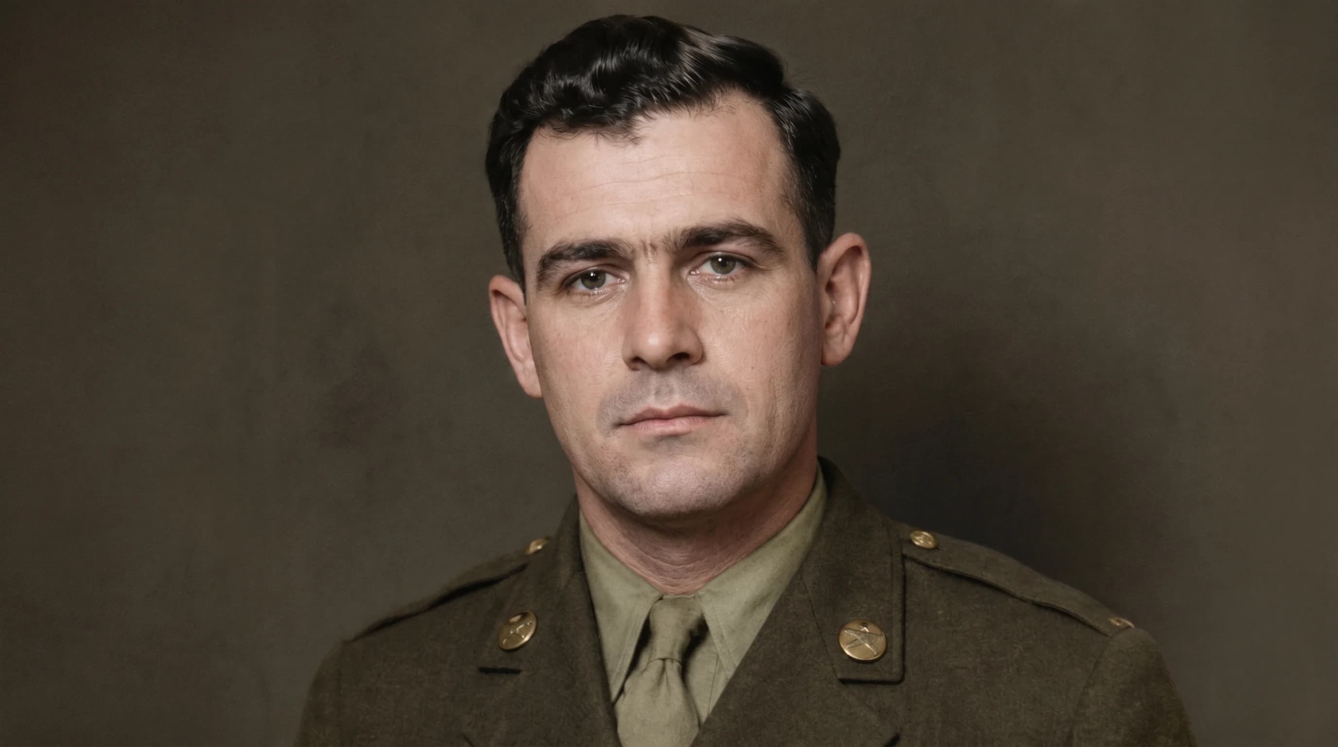Black and white portrait colorized with natural skin and fabric tones
